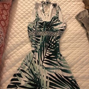 Palm Print Soft Summer short dress